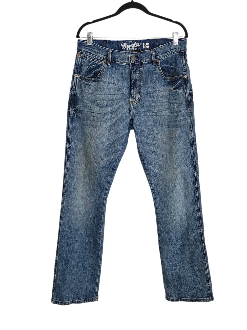 Wrangler Retro Mens Slim Bootcut Jeans Medium Wash Size 33 x 32